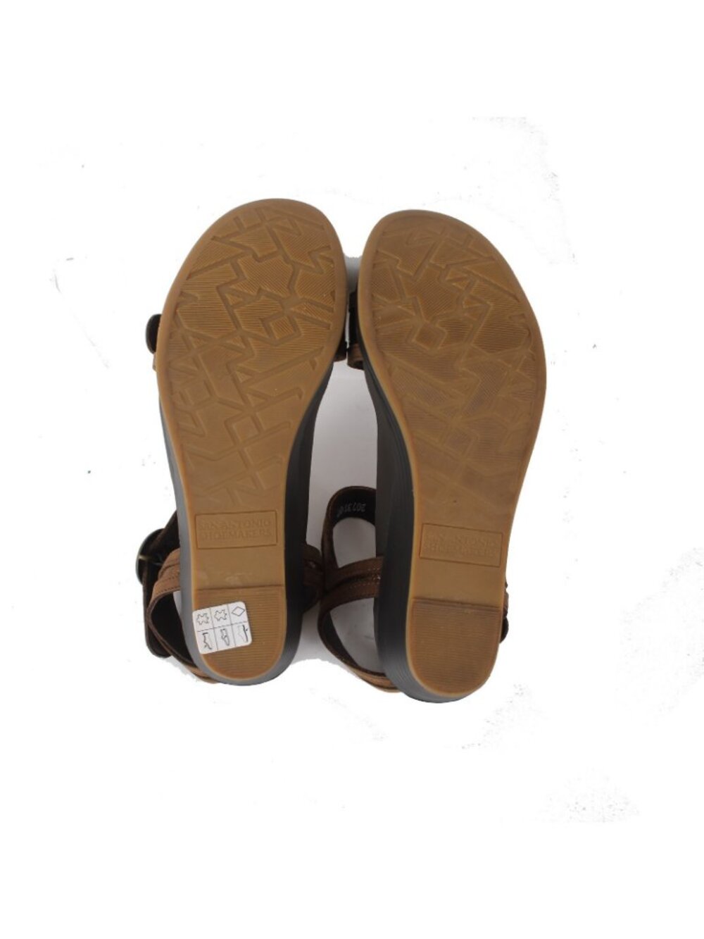 SAS Wedge Sandals Sz 9.5 W Brown Bronze Buckle Open Toe Leather 2" Wedge Sandal - Picture 6 of 10